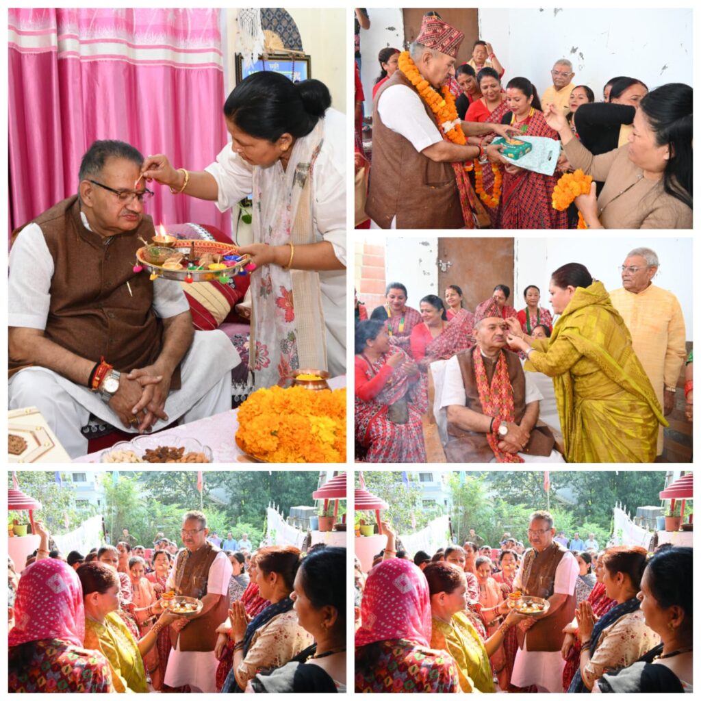 भाईदूज के पर्व पर बहनों के बीच पहुंचे कैबिनेट मंत्री गणेश जोशी, बहनों ने तिलक कर पारंपरिक रीति से उनका स्वागत किया।