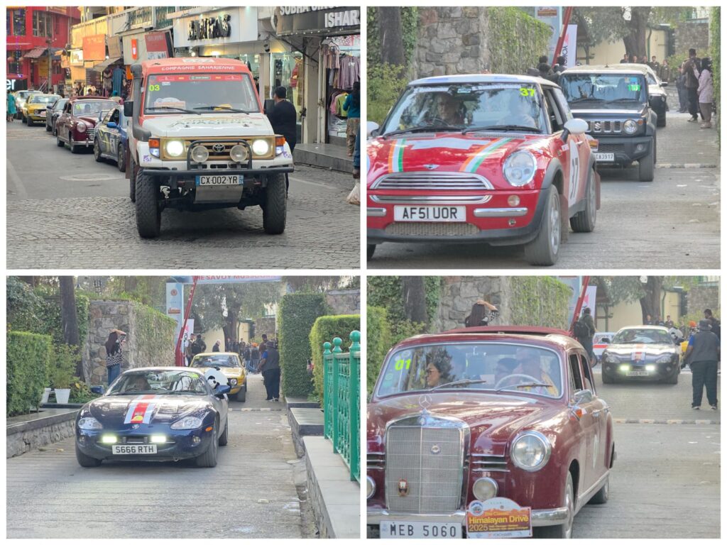 हिमालयन क्लासिक ड्राइव रैली का मसूरी पहुंचने पर भव्य स्वागत, मालरोड पर भी गयी रैली।
